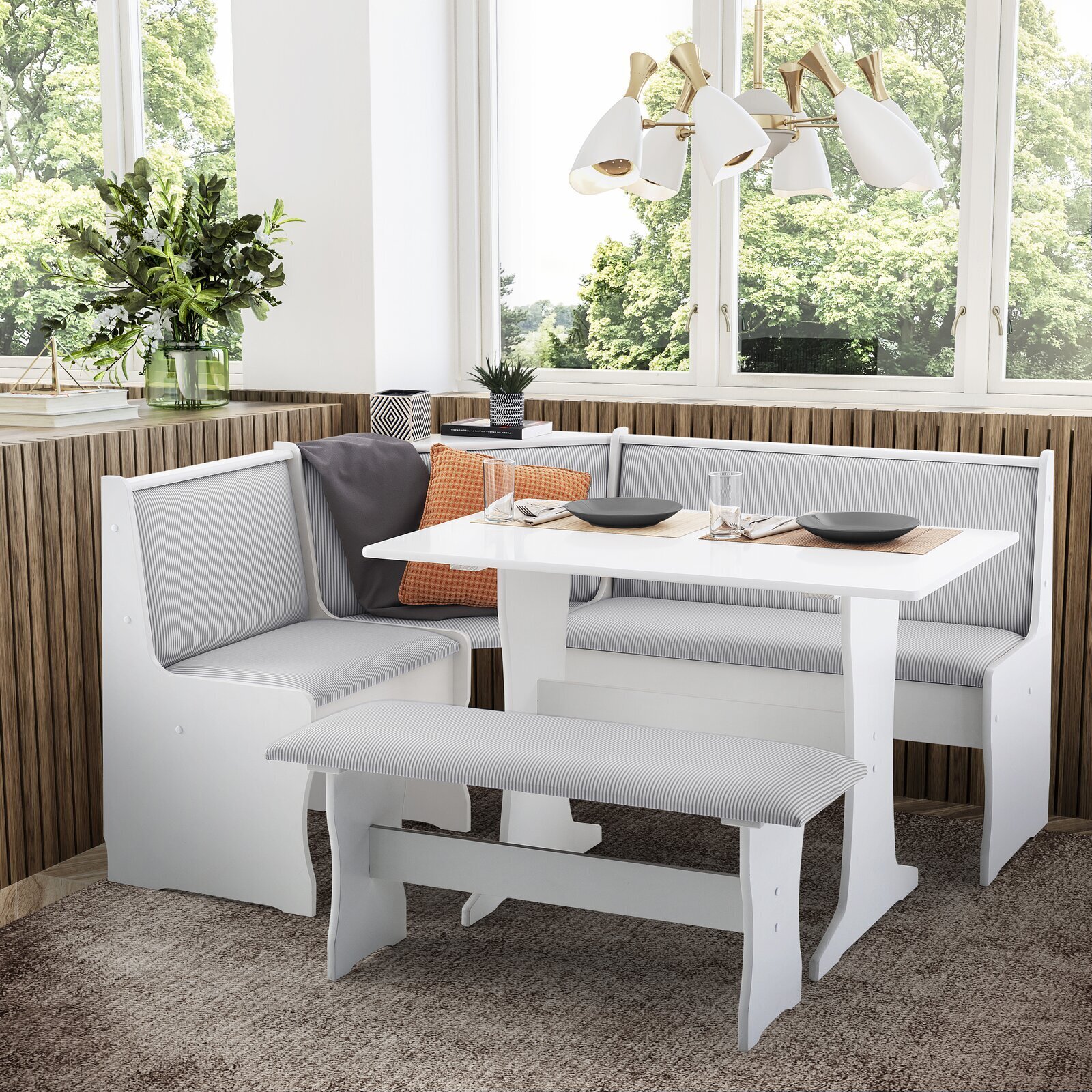 Comfy Cream Padded Breakfast Nook 