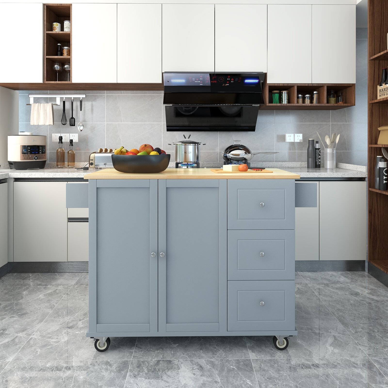 Contemporary Drop Leaf Kitchen Island
