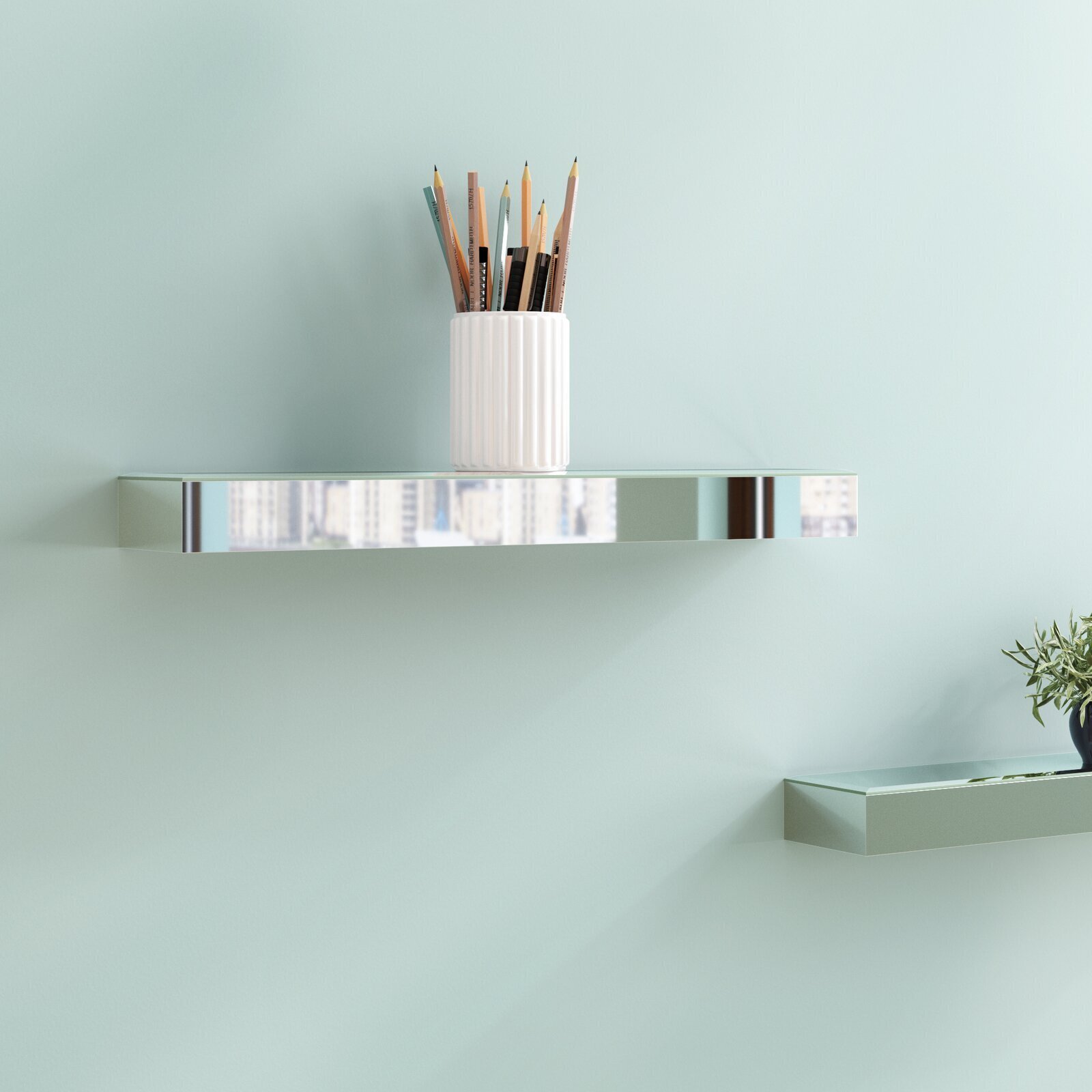 Contemporary Half Round Bathroom Glass Shelf