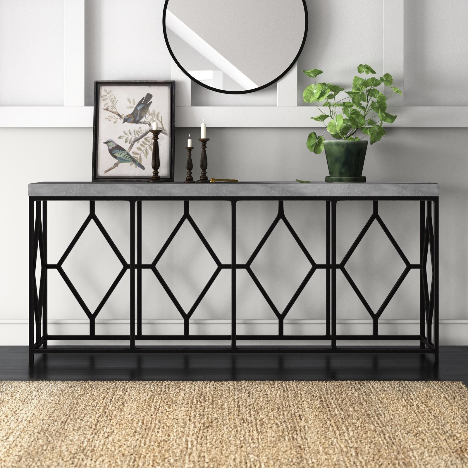 Diamond Pattern Concrete Topped Console