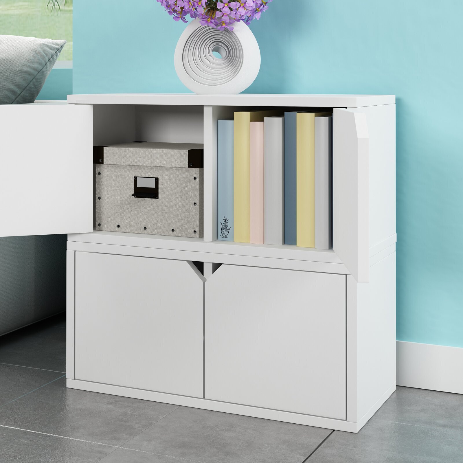 Eco Friendly Short Bookshelf with Doors