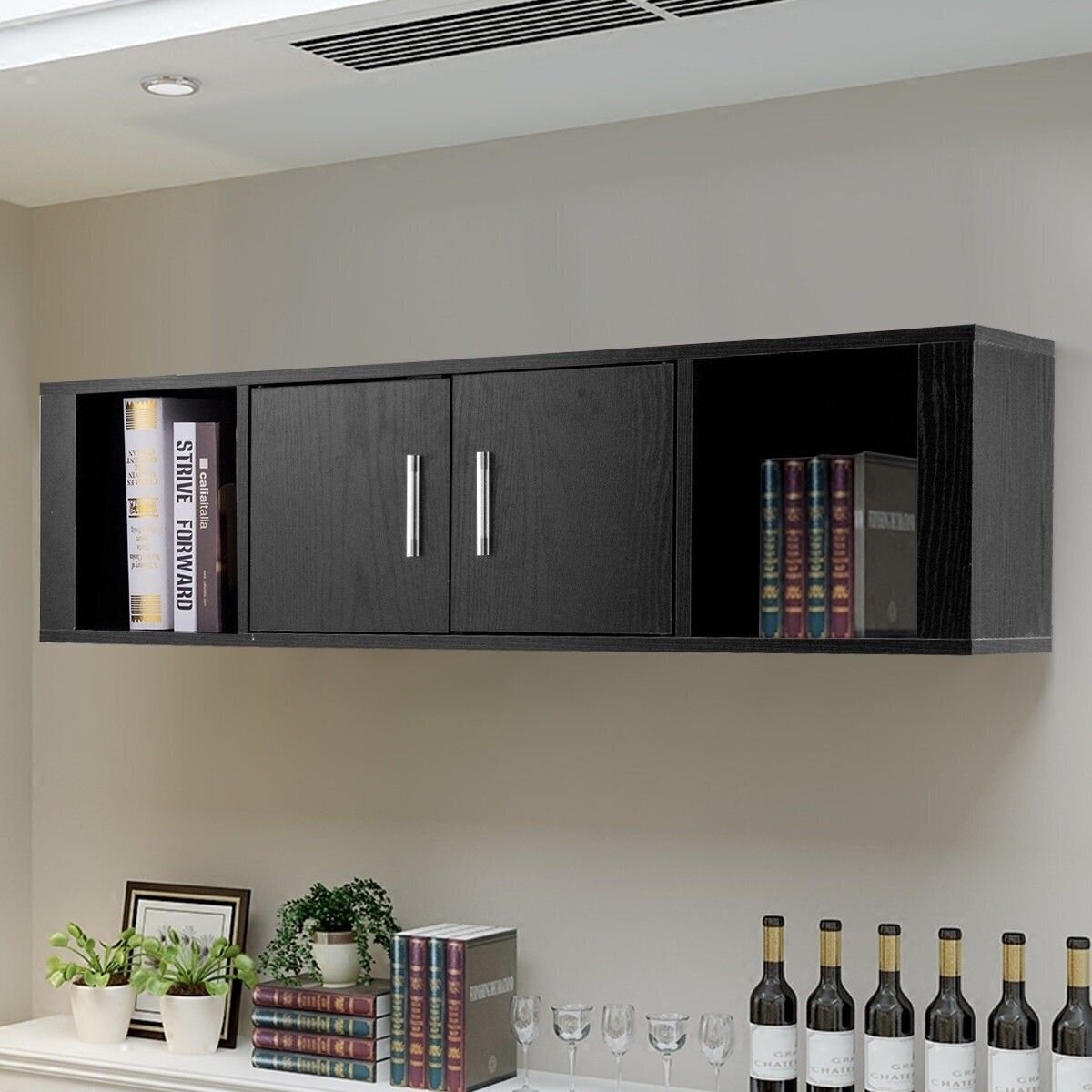 Floating Long Low Bookcase