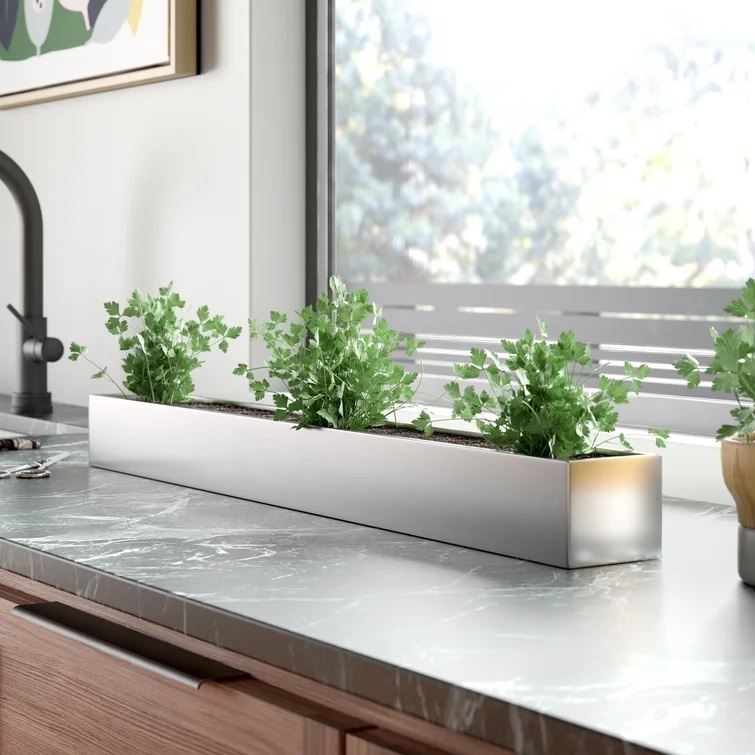Galvanized Steel Long Indoor Planter Box 