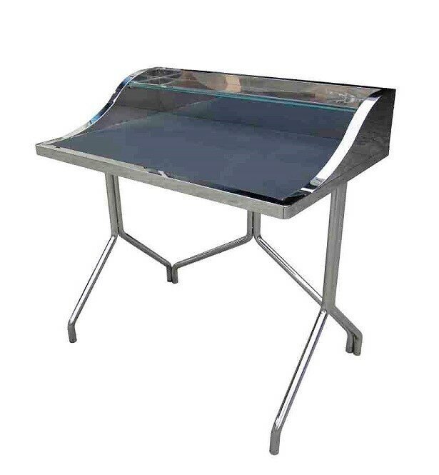 Glass And Metal Desk With Shiny Finish 