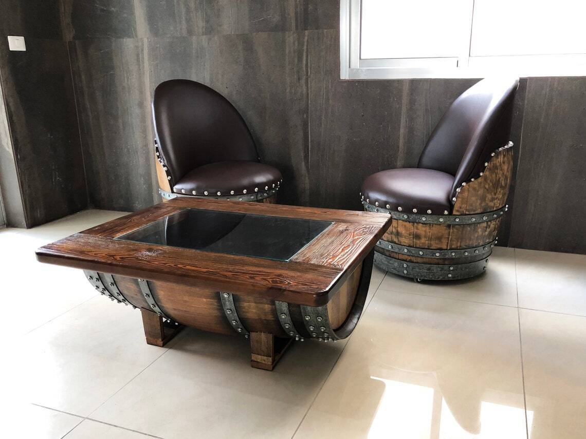 Handmade Oak Coffee Table with Glass Top