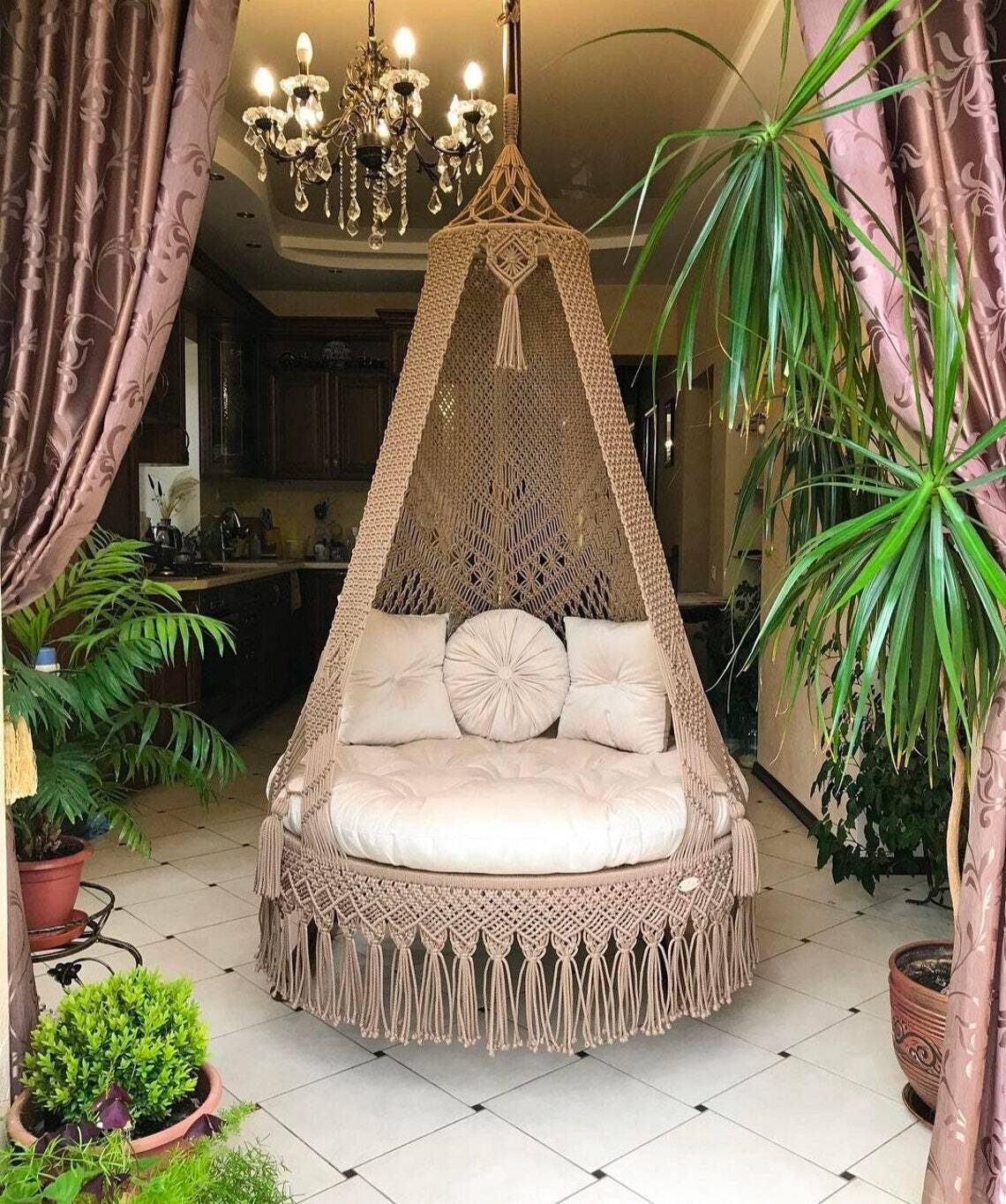 Indoor Macrame Sofa Swing