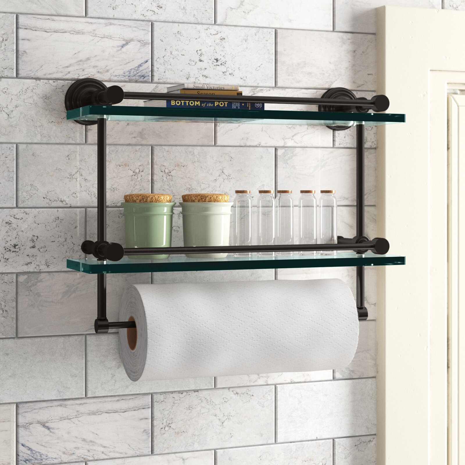 Industrial Glass Shelf for Bathroom