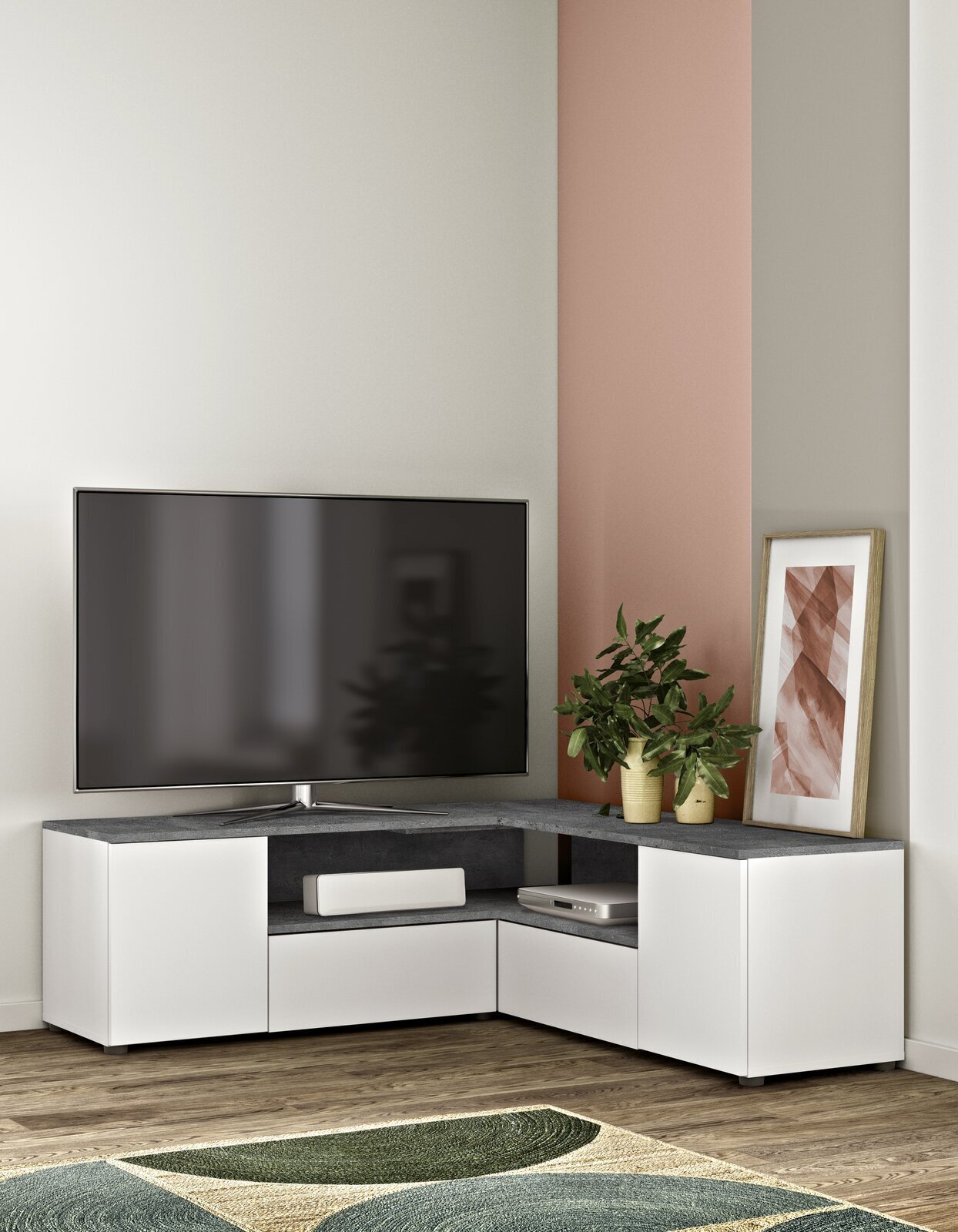 White Corner TV Stand