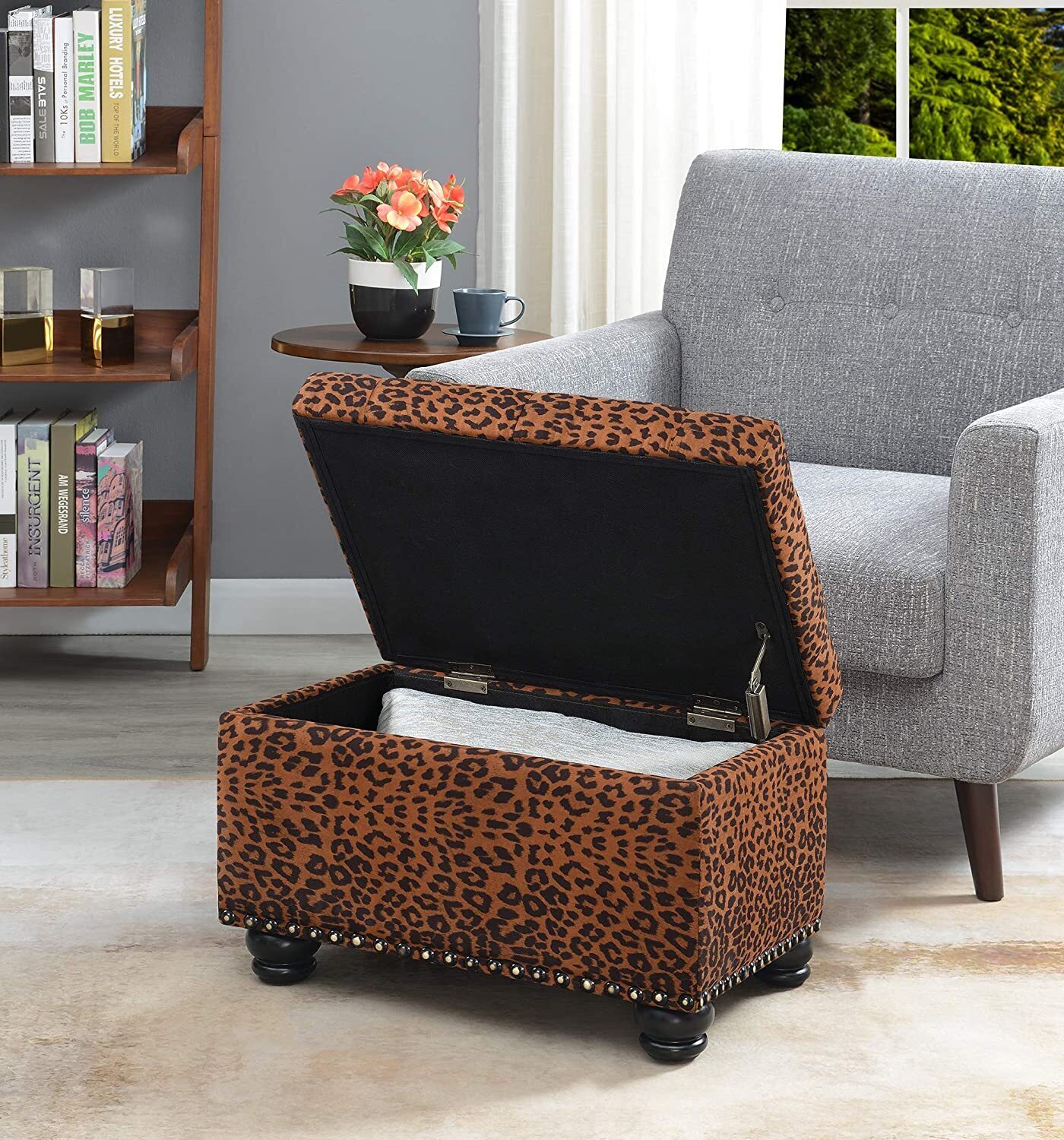 Leopard Print Storage Ottoman