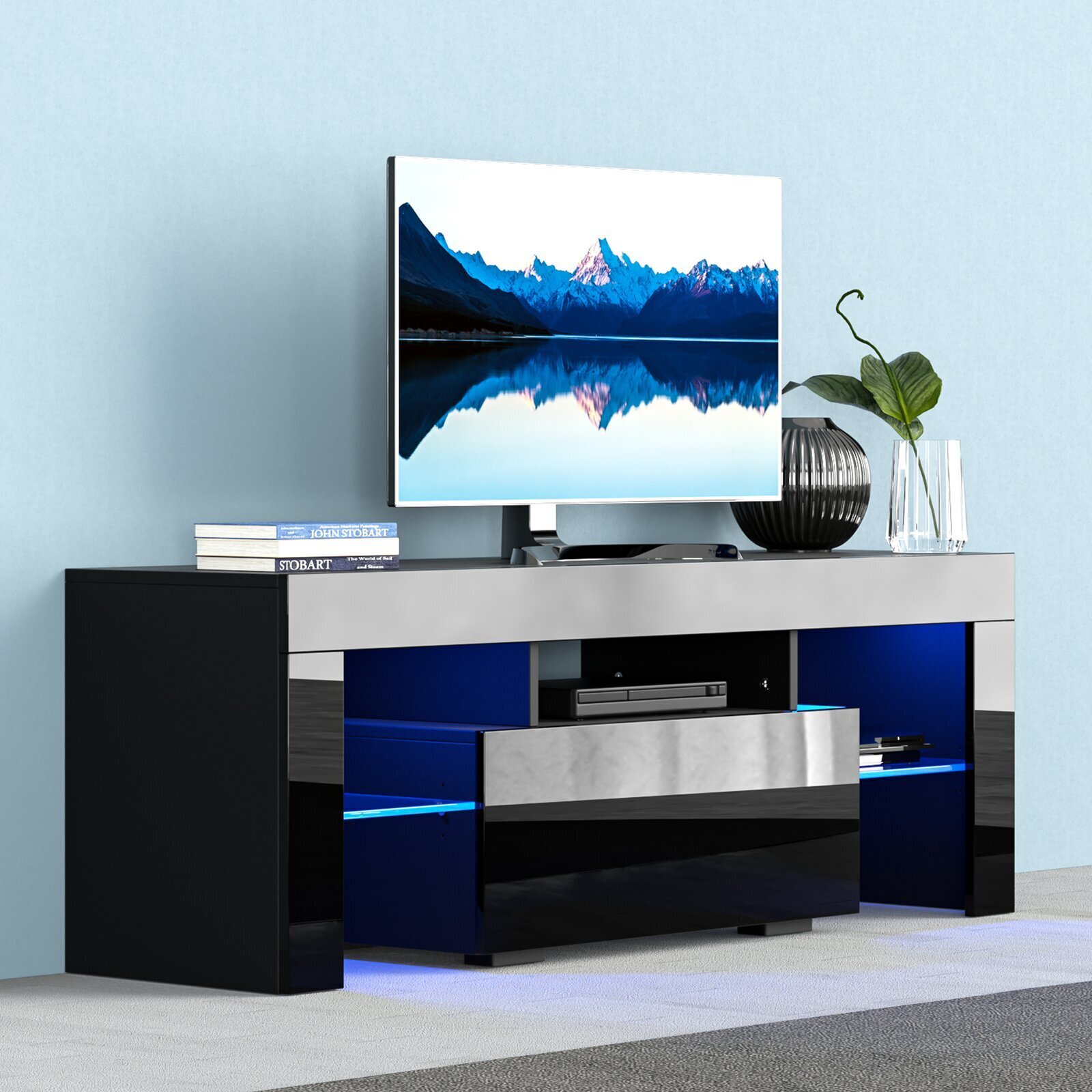 Modern Black Luxury Entertainment Center 