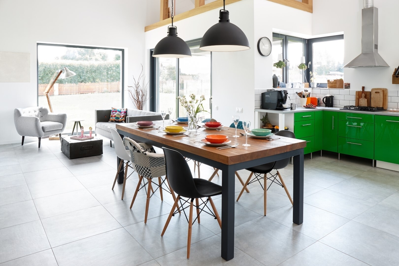 Modern dining room with dining table