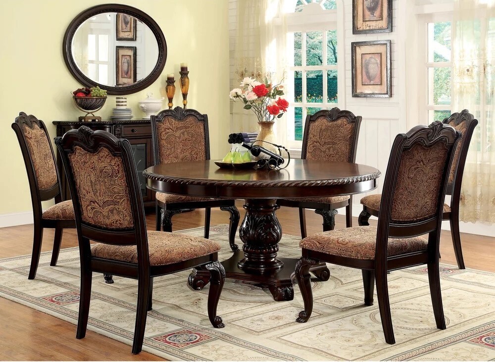 Patterned Formal Cherry Dining Room Set