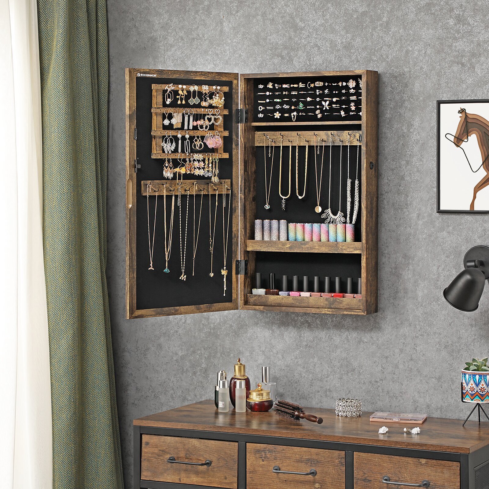Raw Wooden Wall Mounted Cabinet 