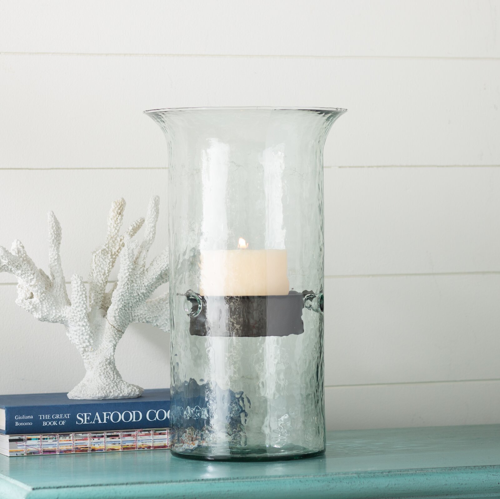 Recycled Glass Holder With Delicate Frosting 