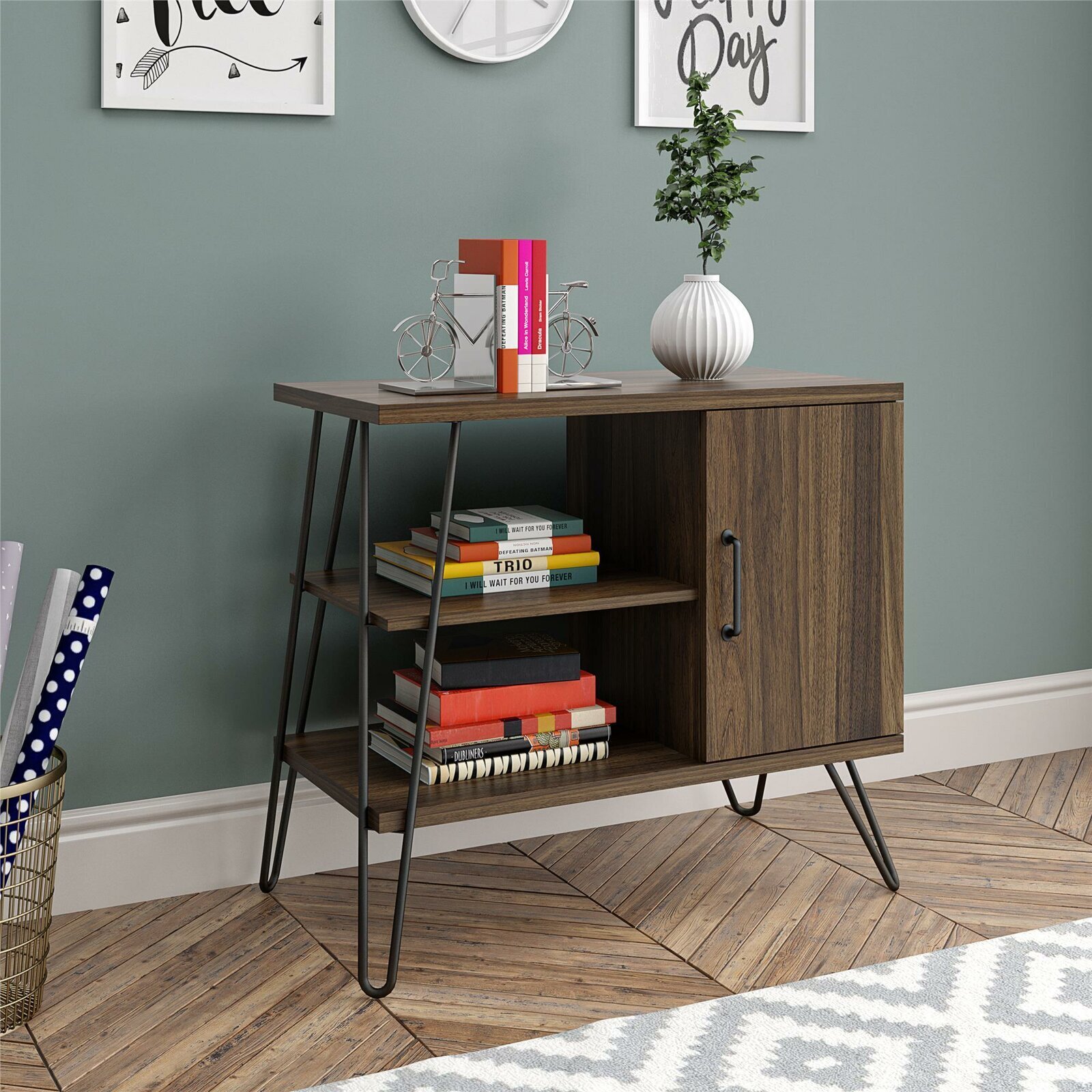 Retro Low Bookcase with Door