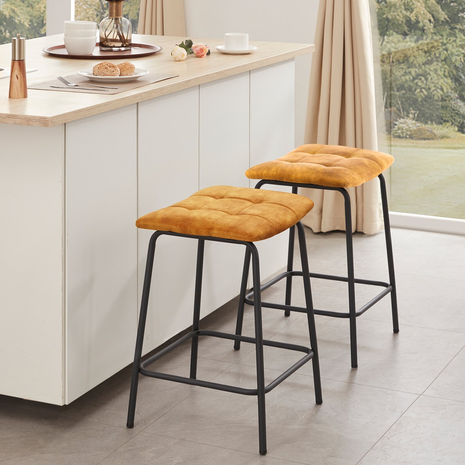 Saddle Style Rustic Industrial Bar Stools 