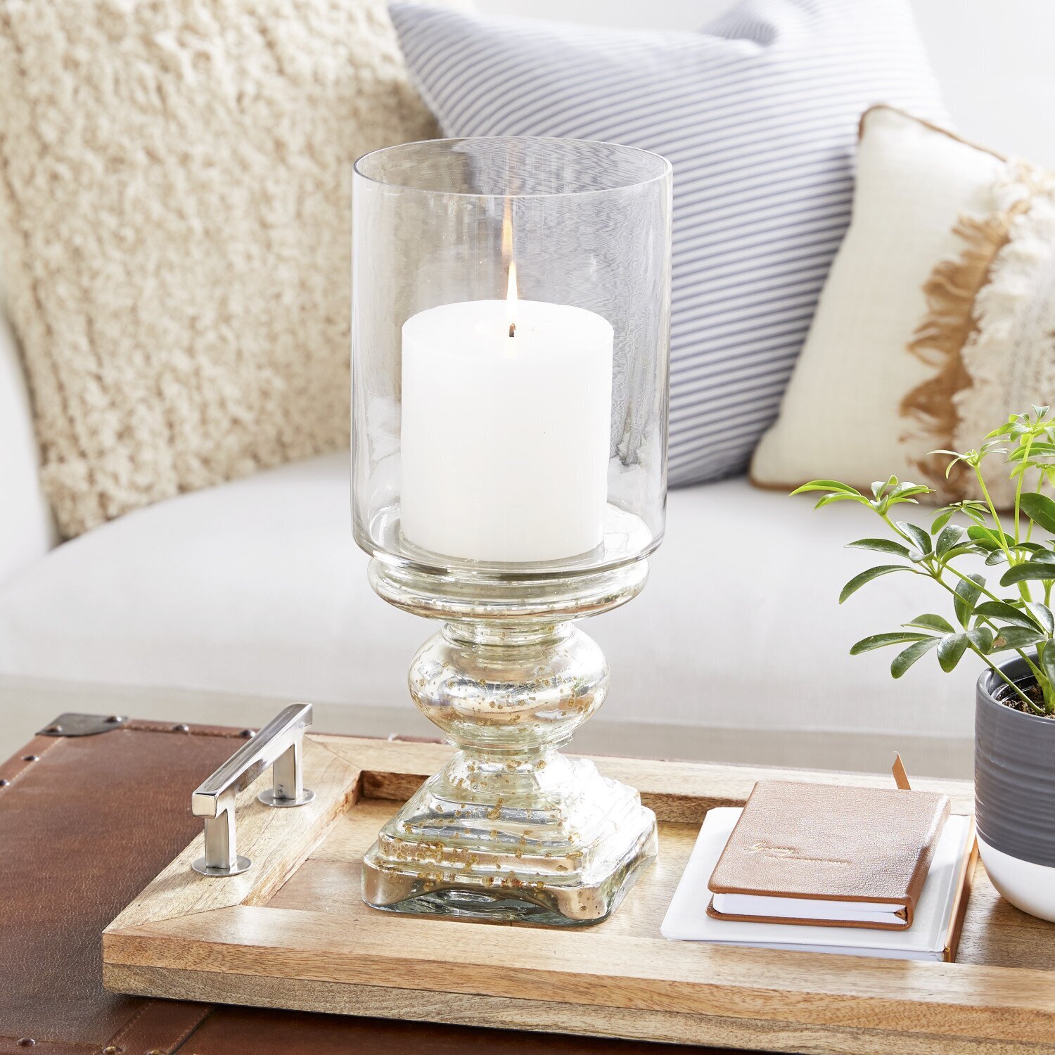 Speckled Base Glass Candle Holder 