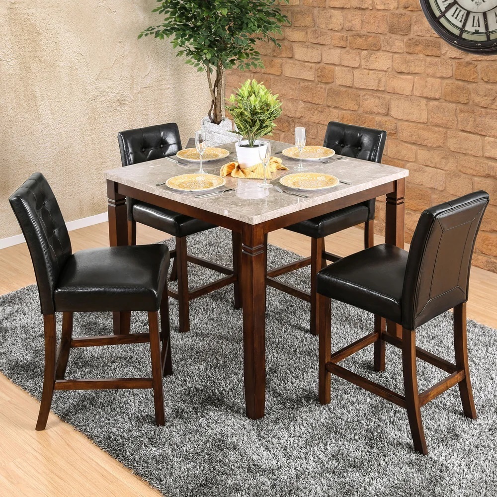 Square Dark Cherry Dining Room Set