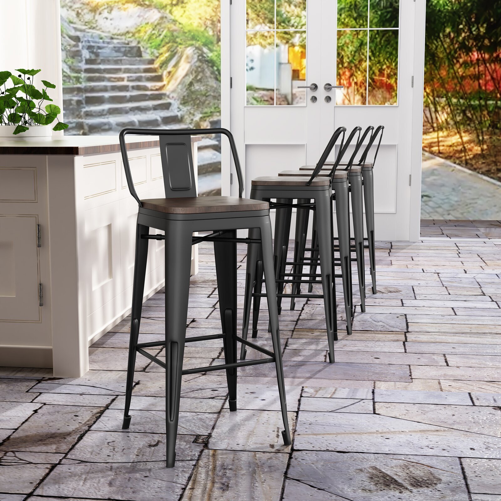 Steel Modern Industrial Bar Stools 