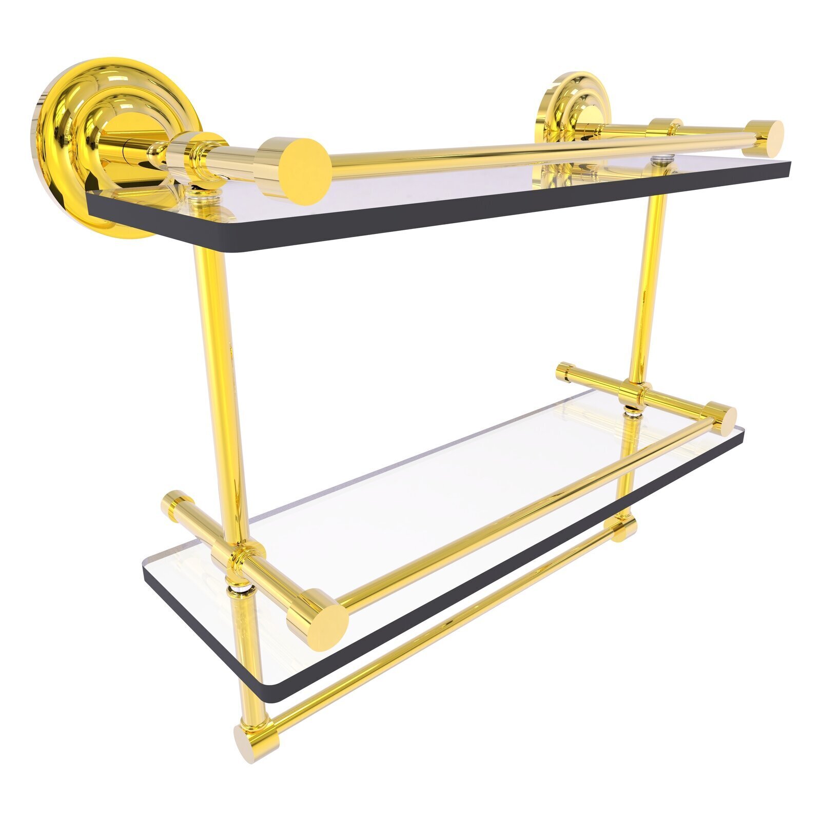 Stunning Polished Brass Glass Shelf
