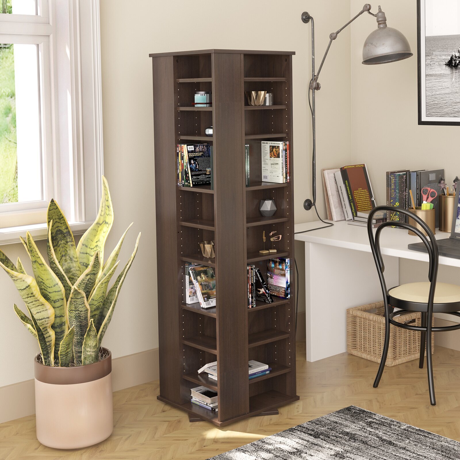 Tall Revolving Shelves DVD Storage Unit 