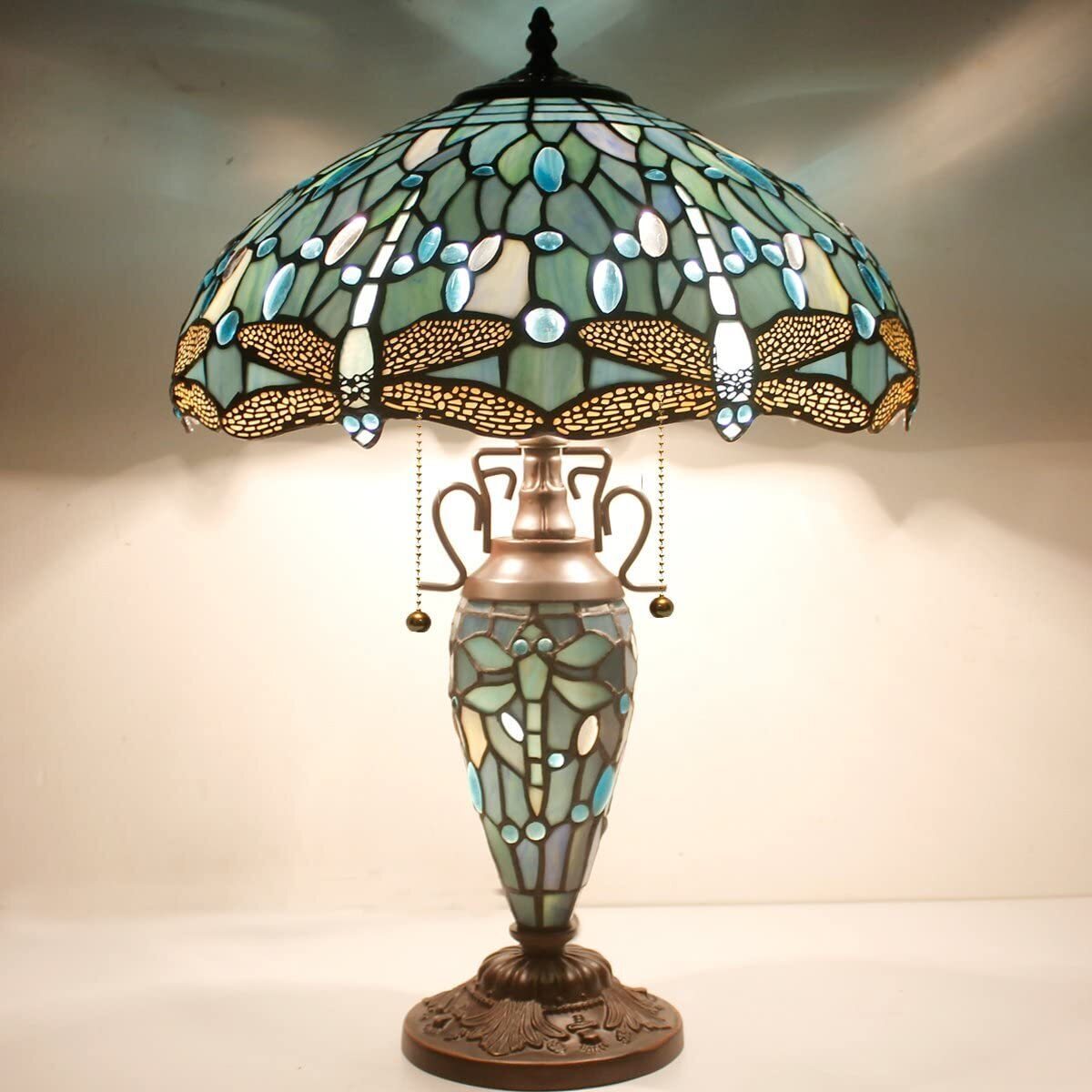Tall Teal Tiffany Lamp