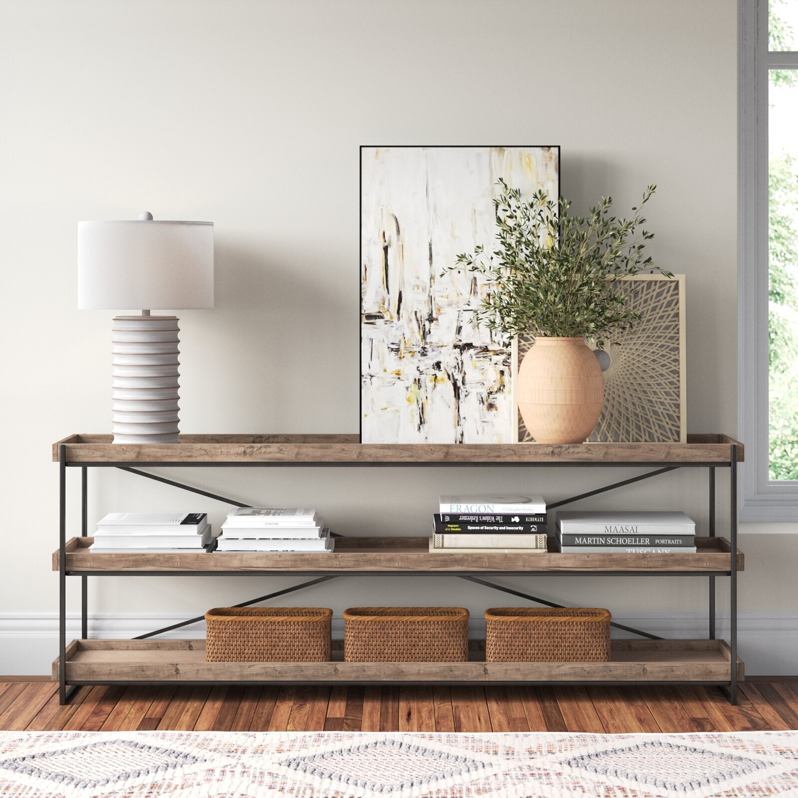 Triple Stack Crossback Iron and Indian Wood