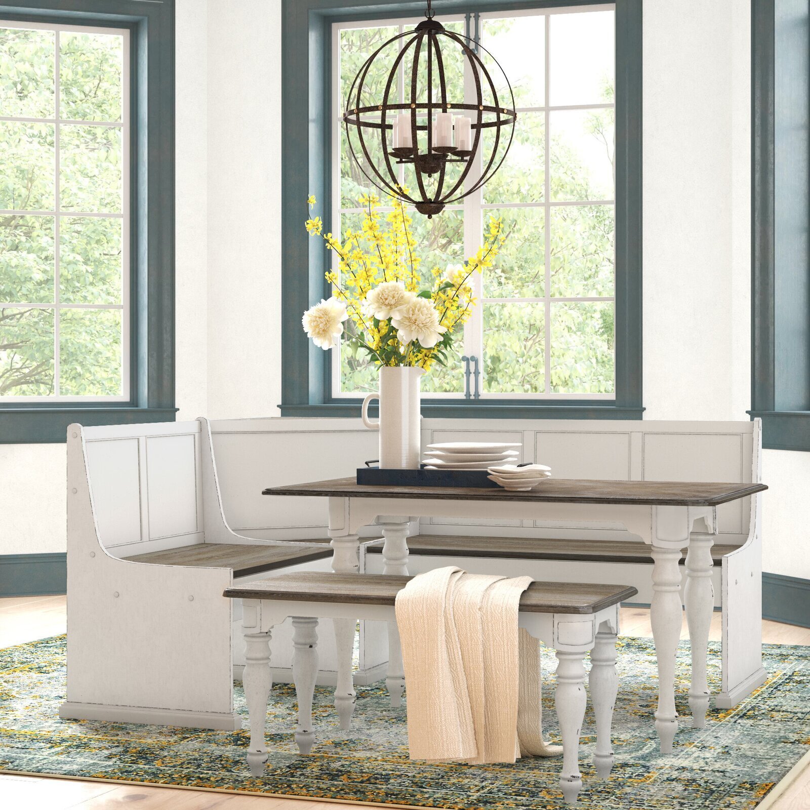 Turned Leg Corner Breakfast Nook 