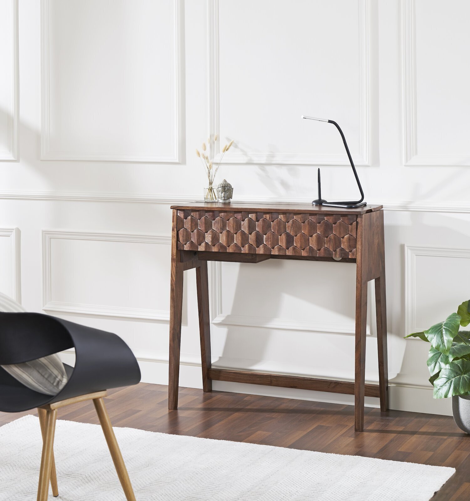 Unique Patterned Wooden Desk With Hidden Storage