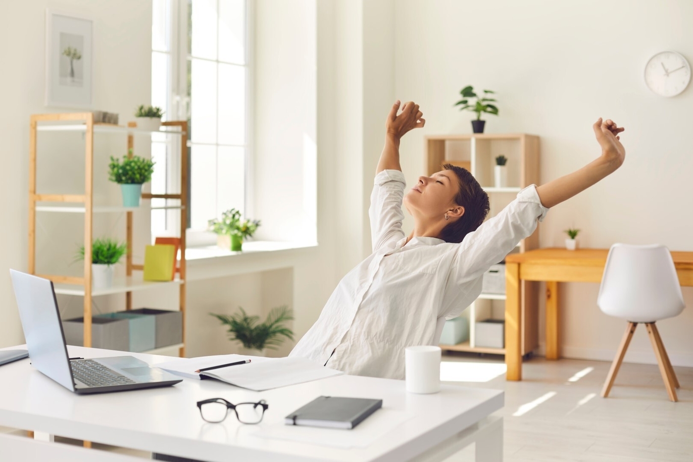Woman sitting at office desk
