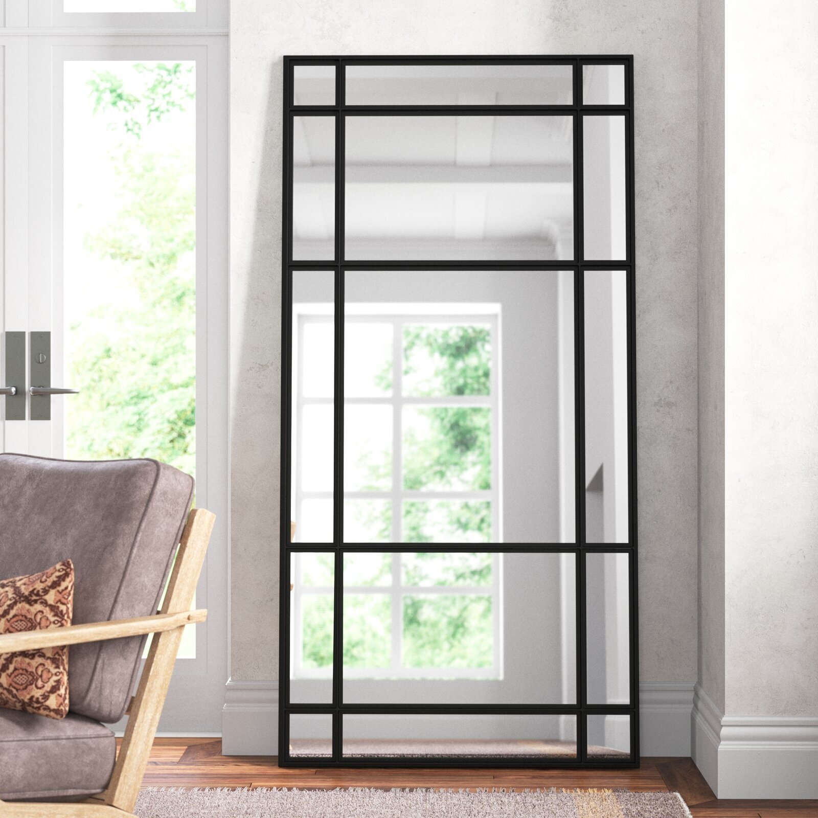 Wrought Iron Oversized Leaning Floor Mirror 