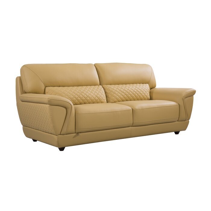 Yellow Leather Loveseat 