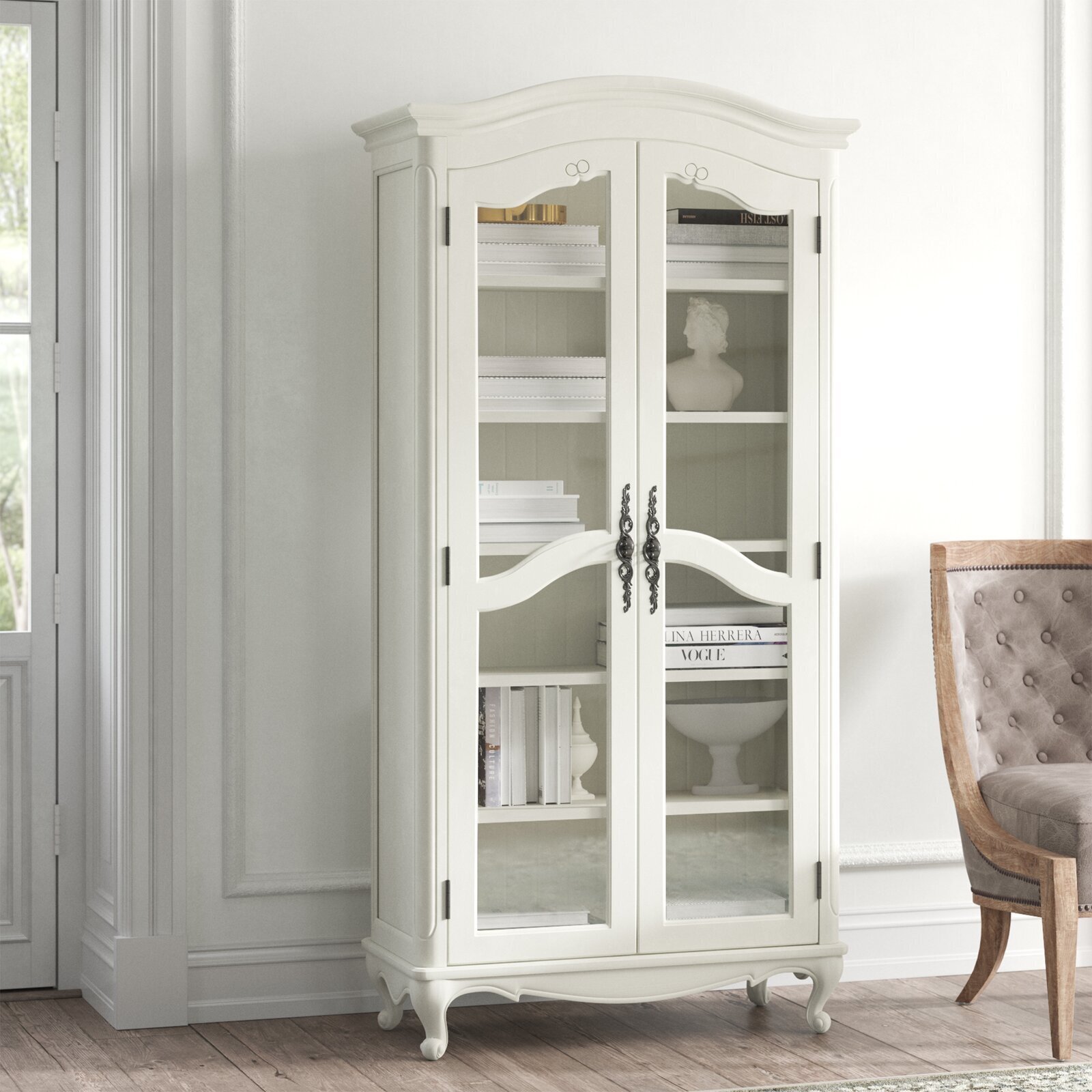 Double Glass Front Doored Curved Cabinetry
