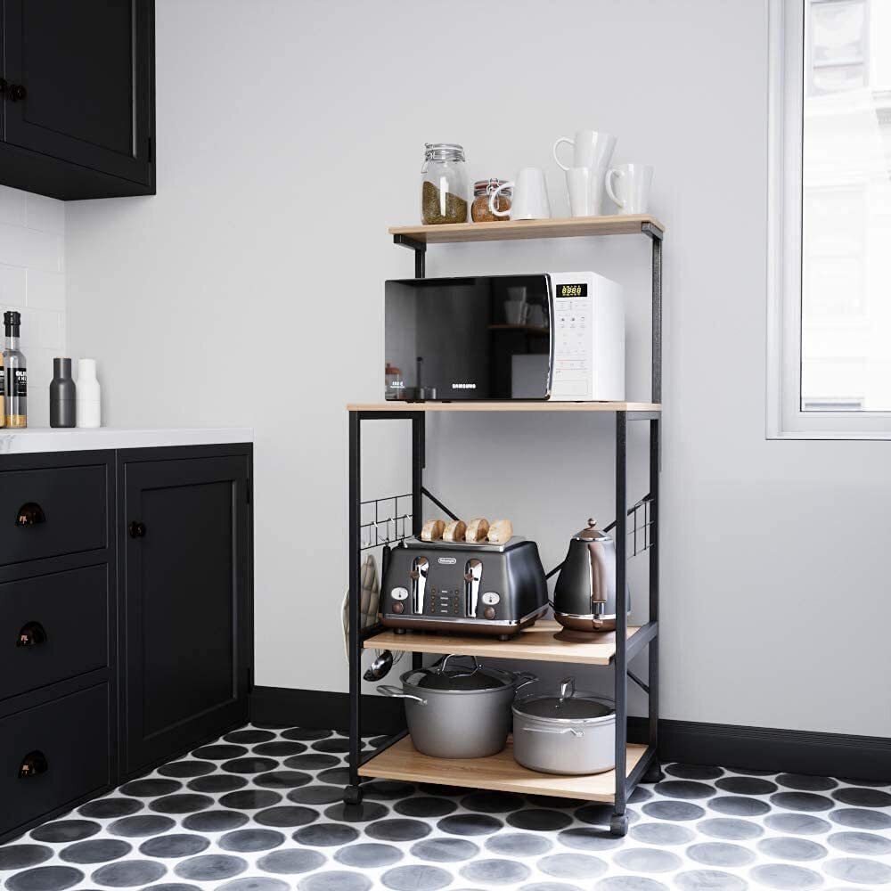Oak Wood Bakers Rack on Wheels