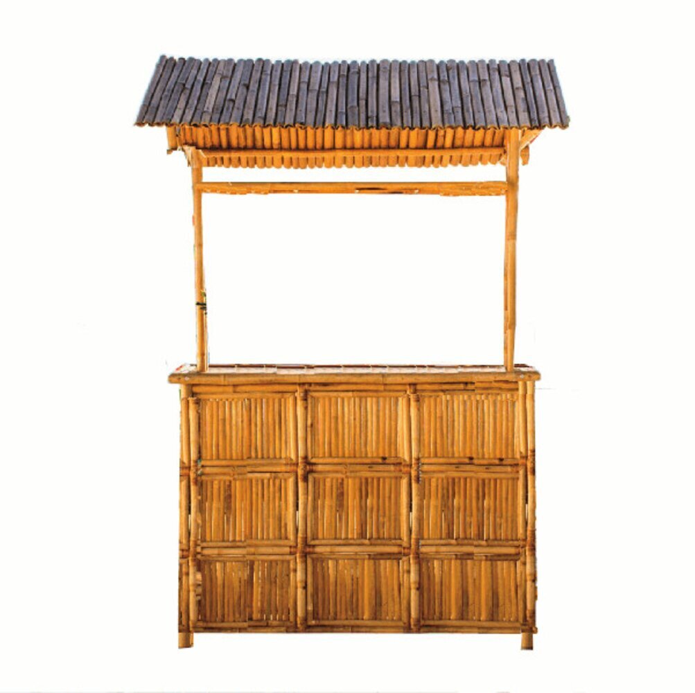 Outdoor Bamboo Tiki Bar with Storage 