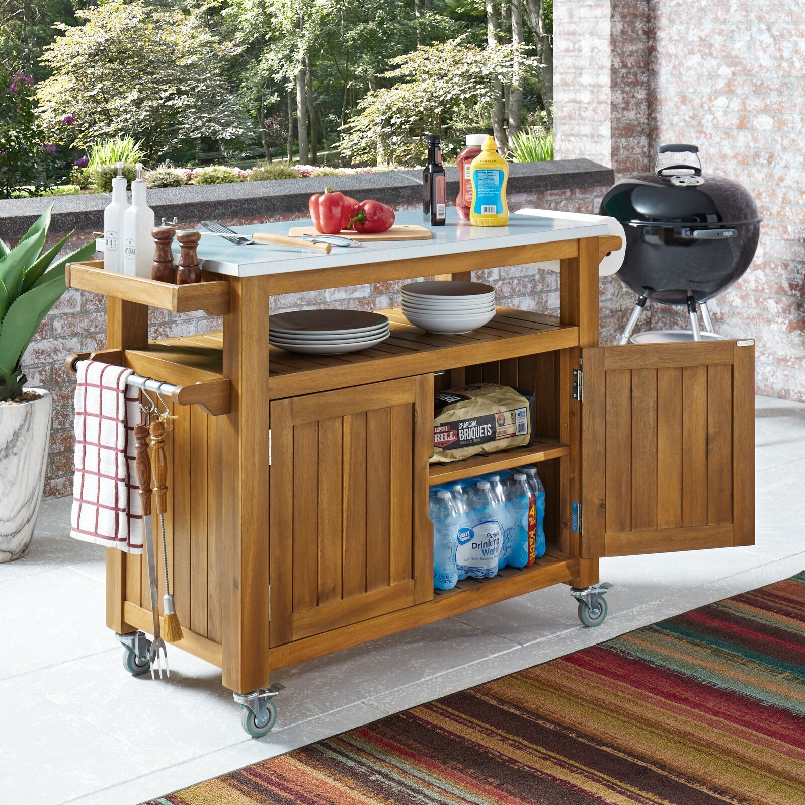 Outdoor Bar Cabinet with Castors