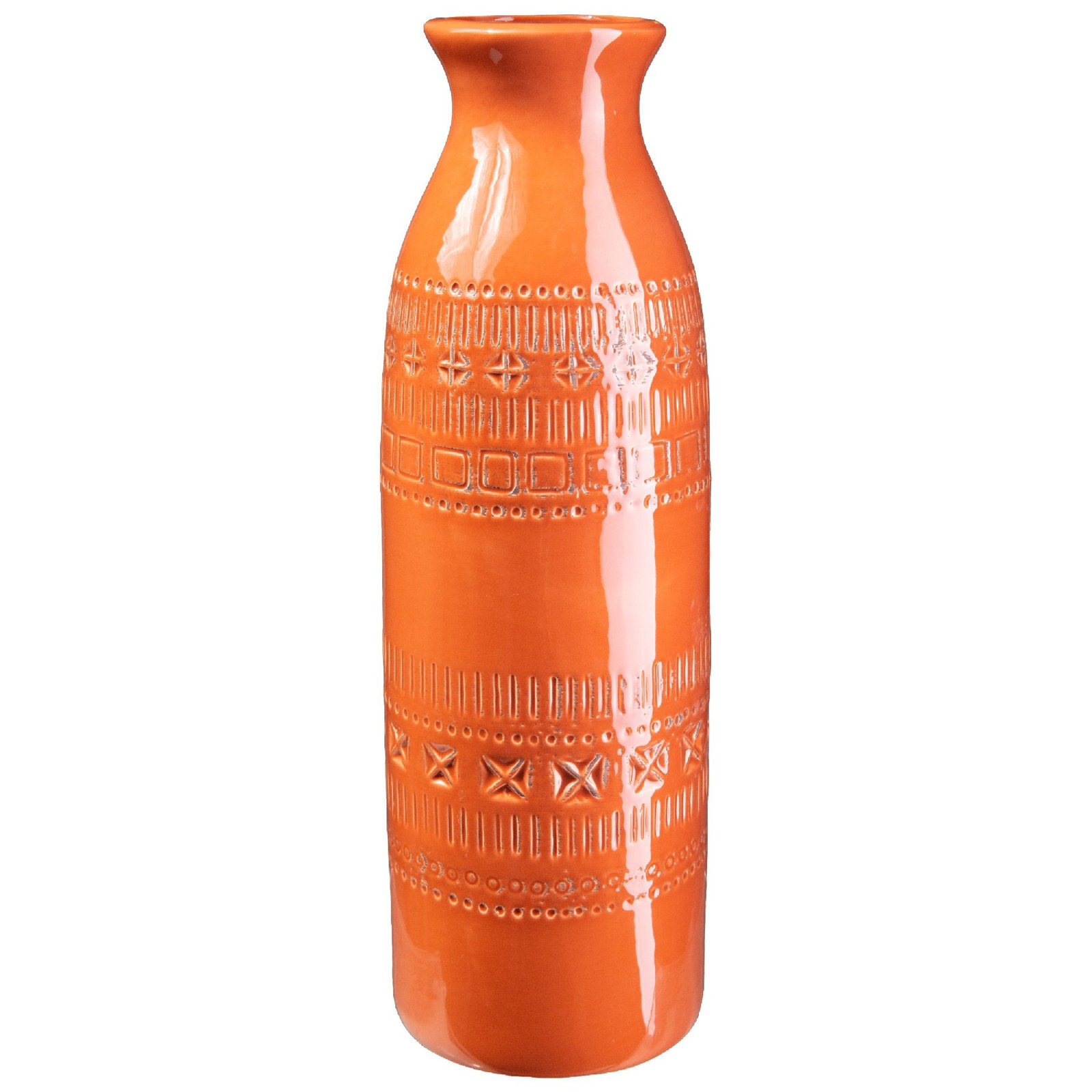 Slim Geometric Orange Vase 