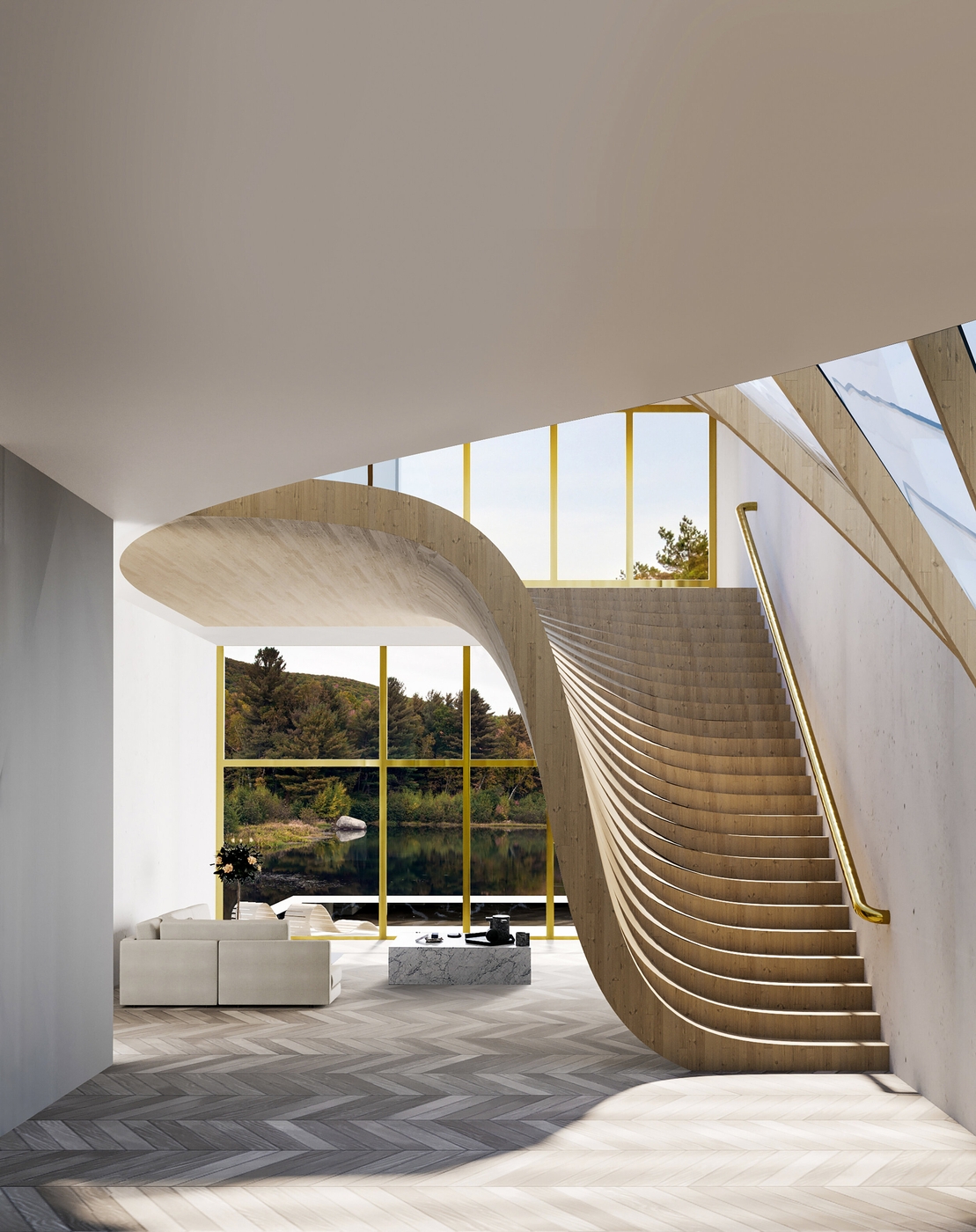 A gentler twist on brutalist interiors