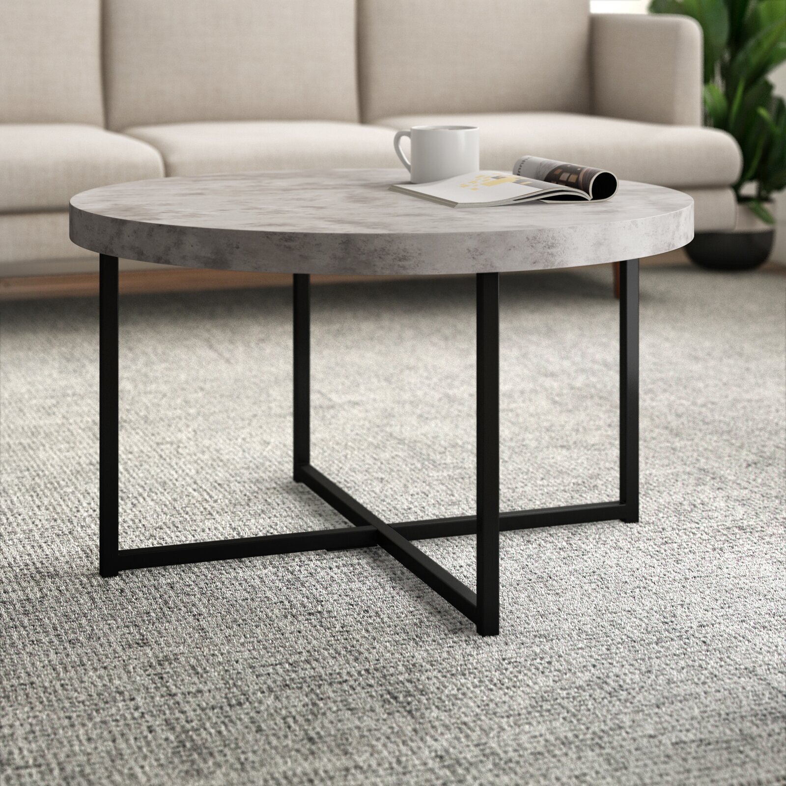 Accent iron coffee table