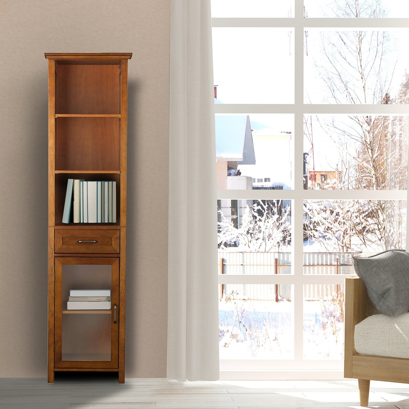 Amish Linen Cabinet With Oak Finish 