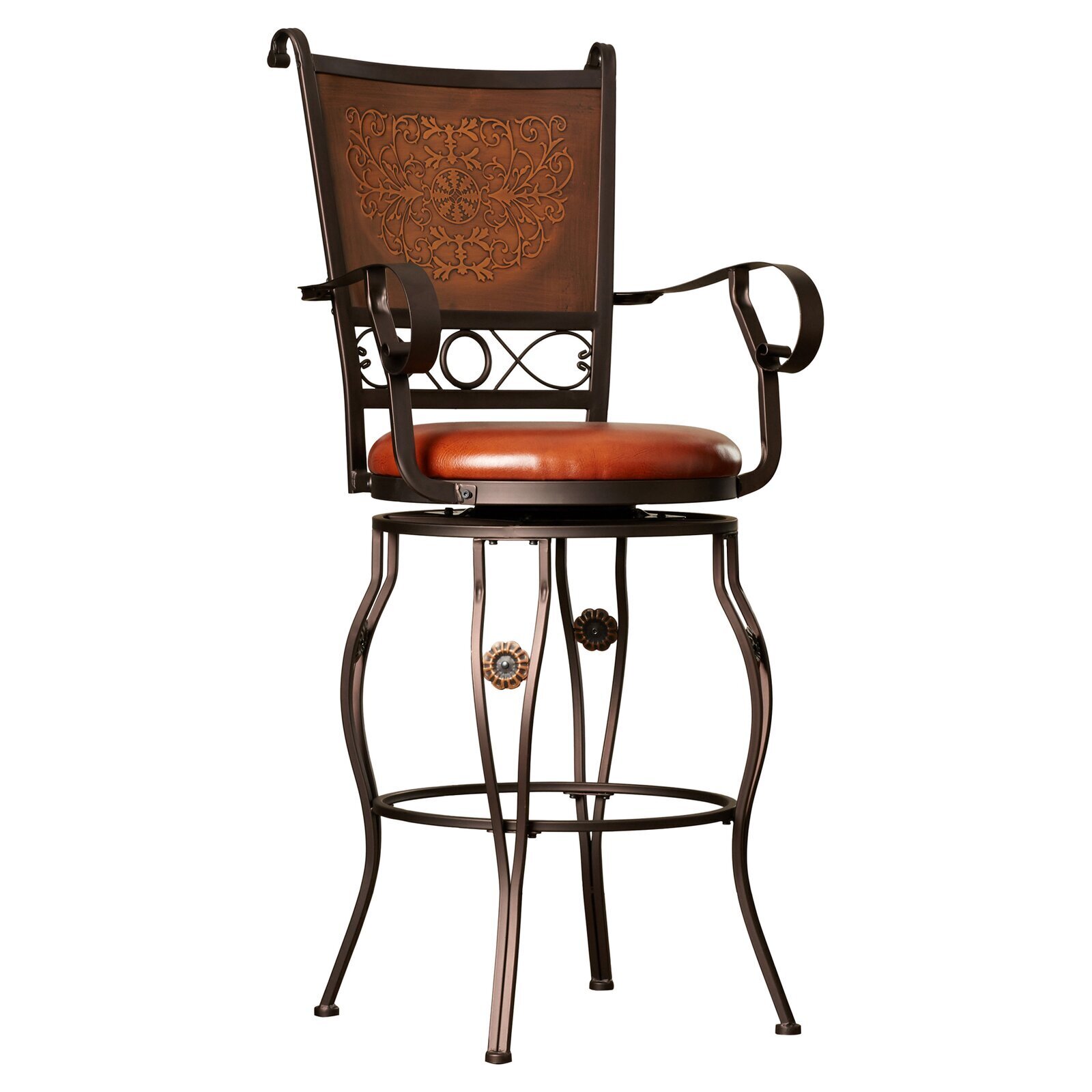 Antique Cast Iron Bar Stool With Arms