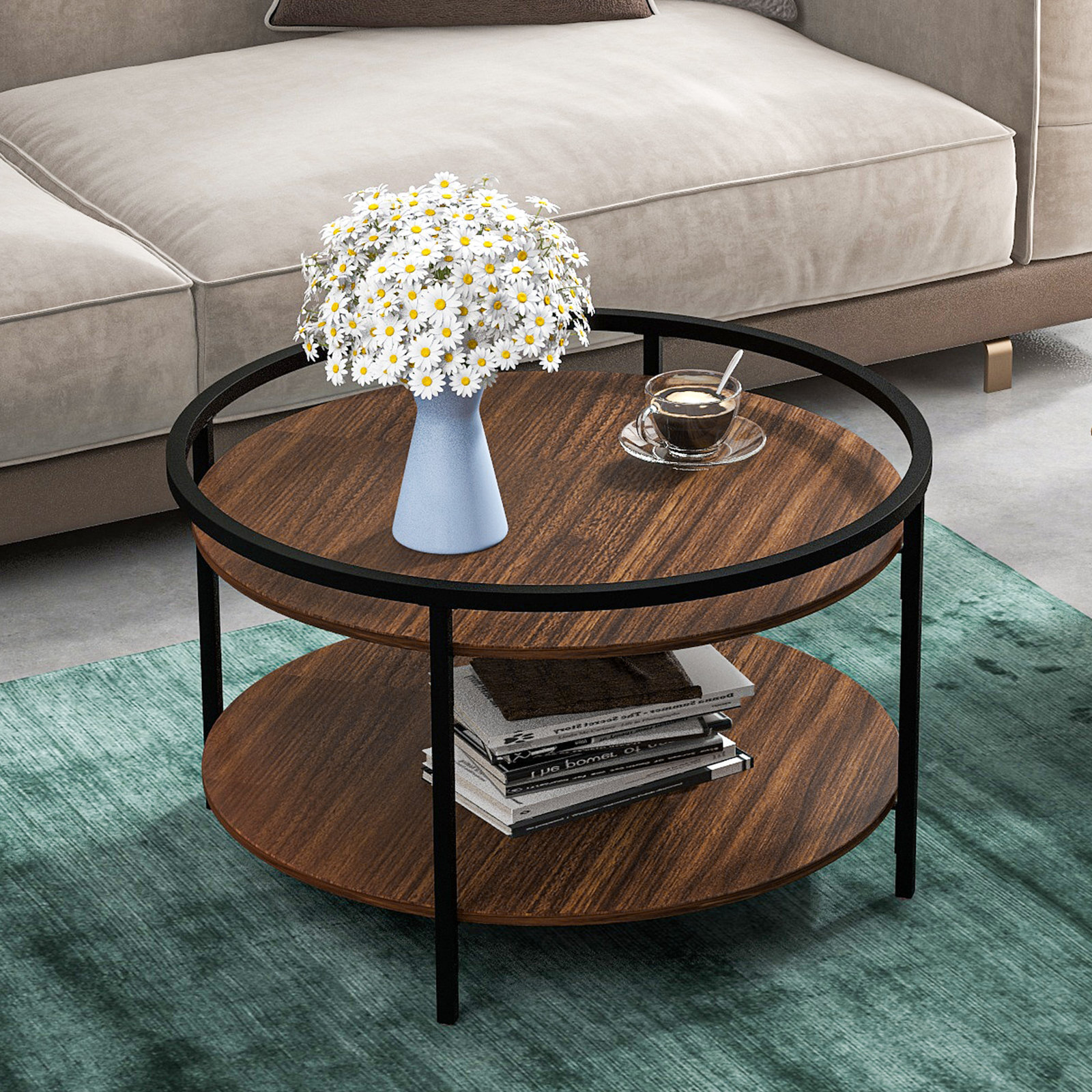 Bamboo Coffee Table With Steel Frame