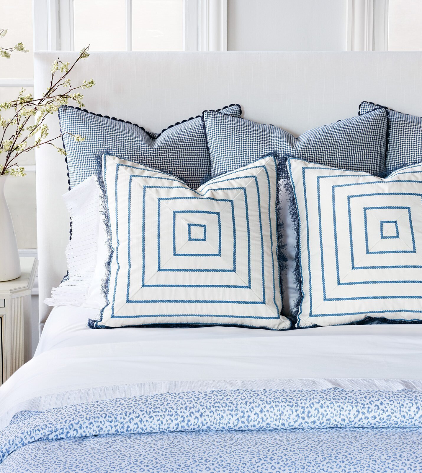 Blue Leopard Print Queen Comforter Set