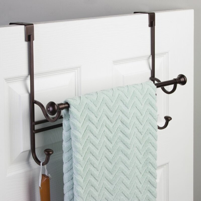 Bronze Over The Shower Door Towel Rack 