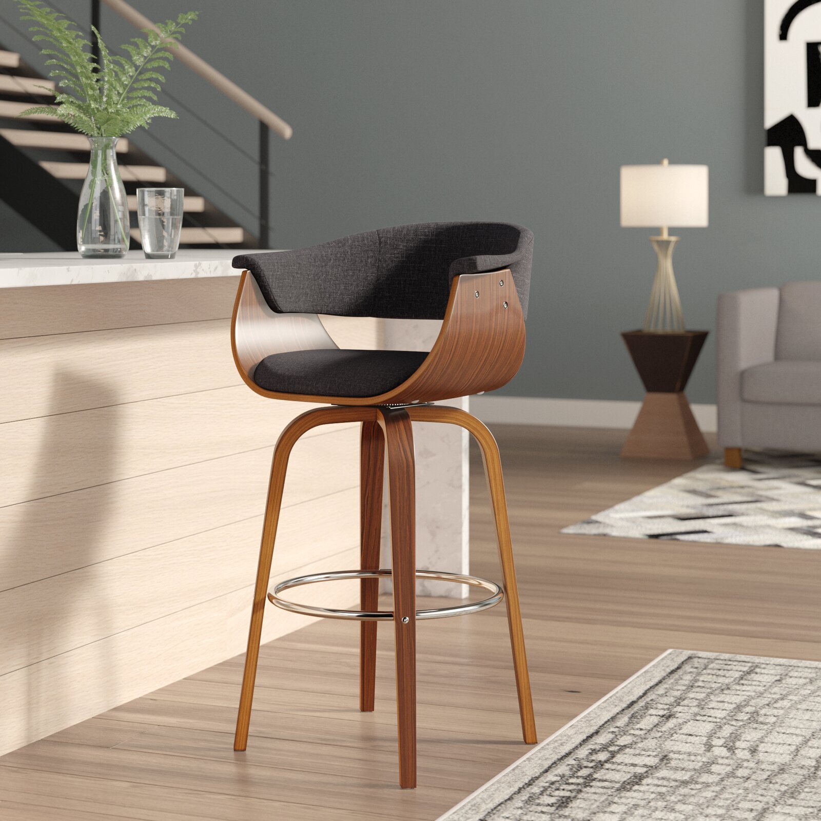 Bucket Seat Mid Century Modern Bar Stool