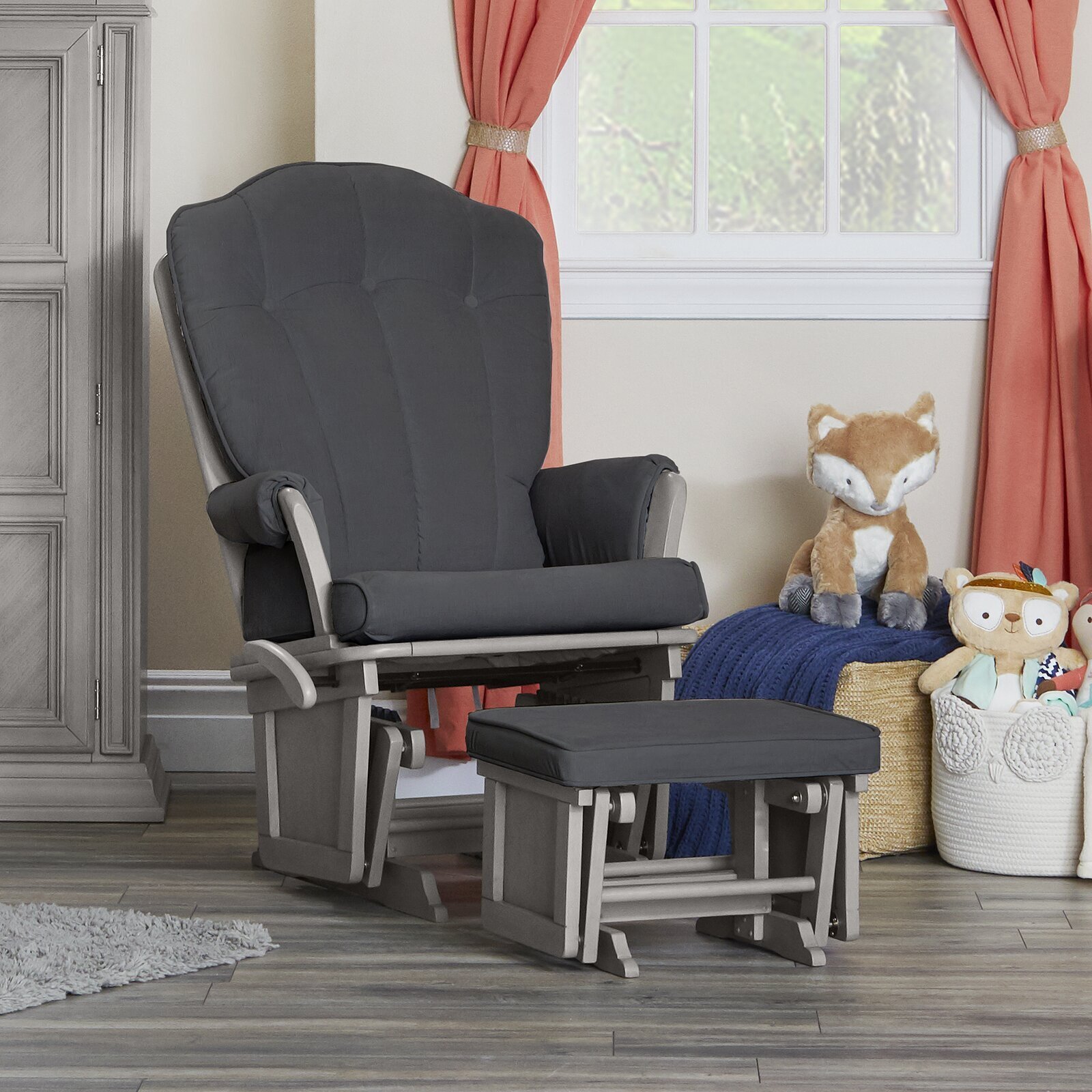 Button Tufted Vintage Glider Rocker