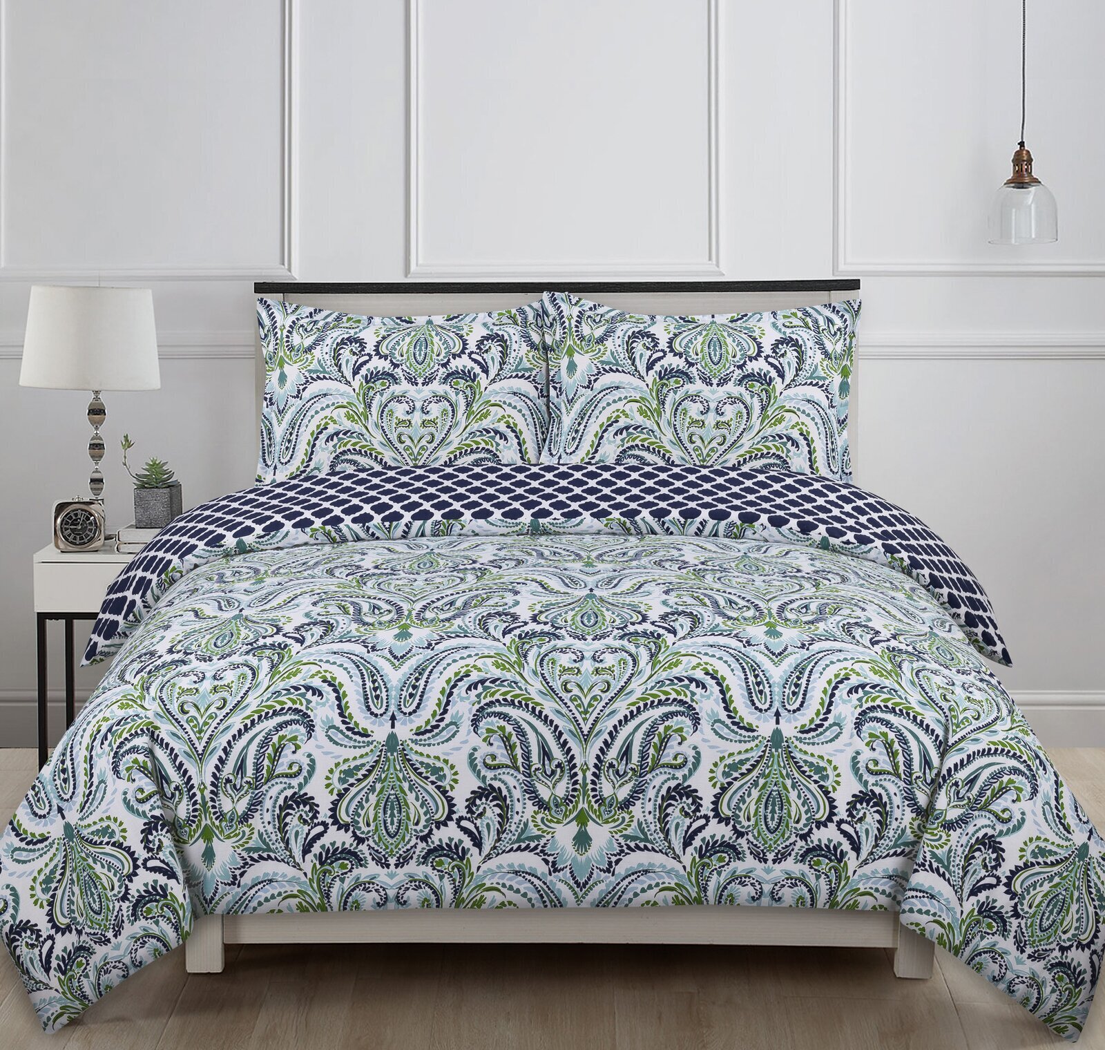 Blue Green Paisley Bedding