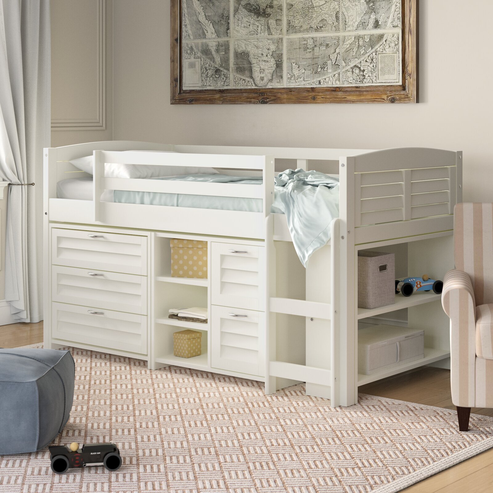 Coastal Twin Bed with Bookcase 