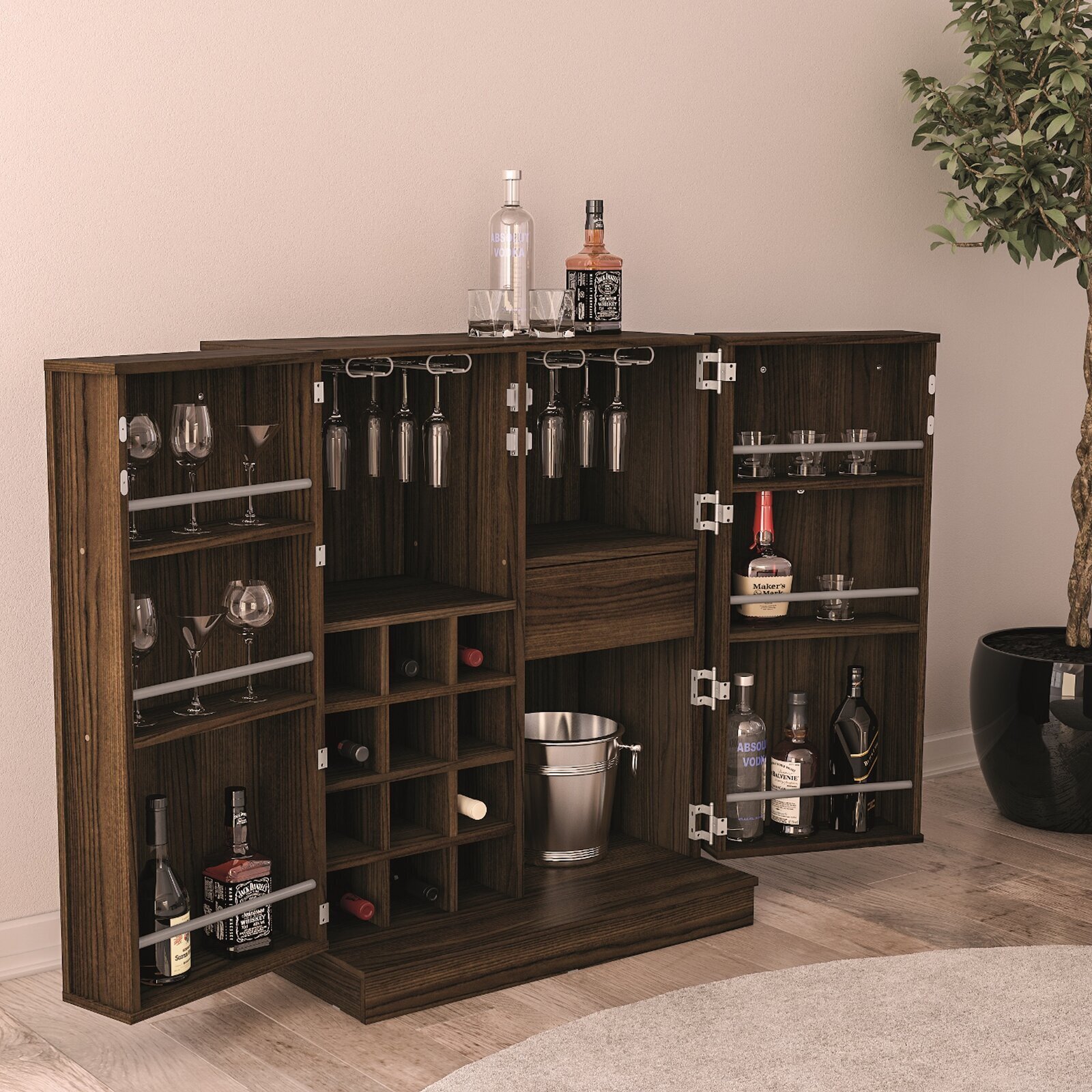 Fold Out Bar Cabinet