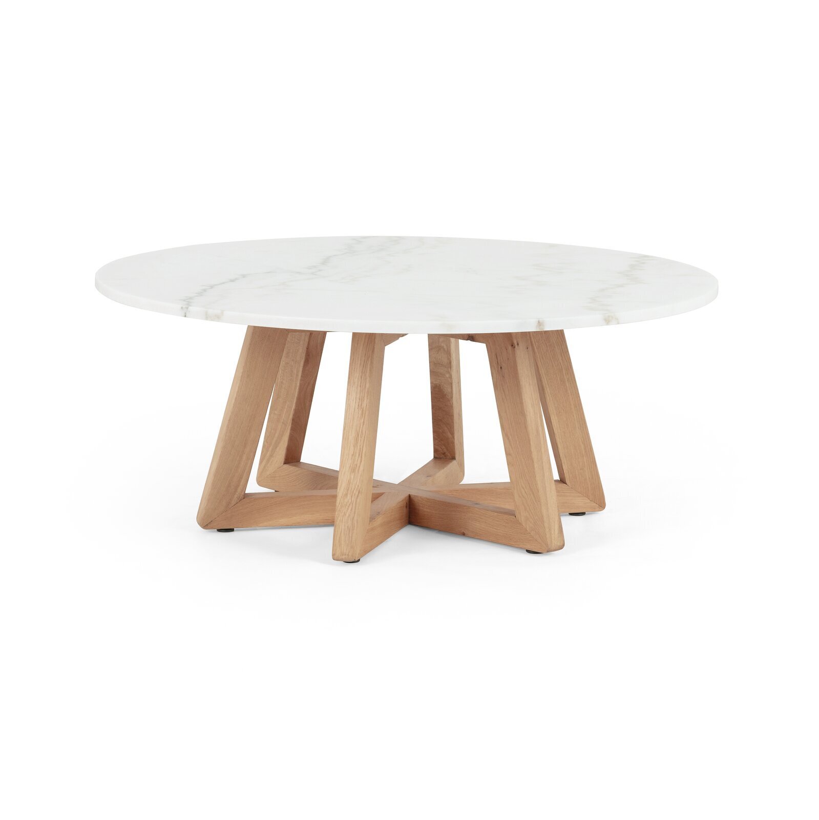 Cross Legs Round Coffee Table with Marble Top